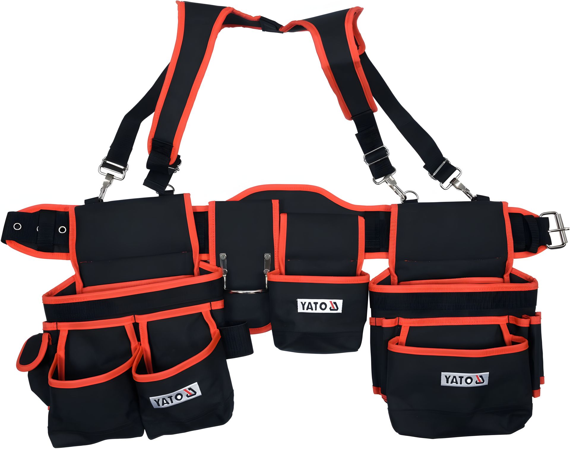 Пояс с 2 накладными сумками с карманами для инструмента на лямках l= 1280 мм Yato YT-74070 Пояс с 2 накладными сумками с карманами для инструмента на лямках l= 1280 мм Yato YT-74070