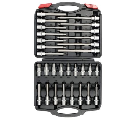 Набор торцевых головок с 6-гранными насадками 1/2" М5-М19, 30 элементов Yato YT-77540 Набор торцевых головок с 6-гранными насадками 1/2" М5-М19, 30 элементов Yato YT-77540