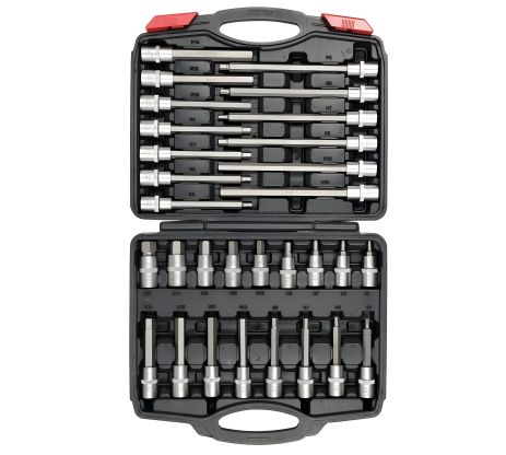 Набір торцевих головок Yato з 6-гранними насадками до квадрату 1/2", M5-M19, 30 елем. (YT-77540)