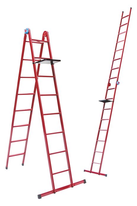 Універсальні металеві сходи 8 сходинок зі столиком h 2150/4740 мм max 150 кг MASTERTOOL 79-1018