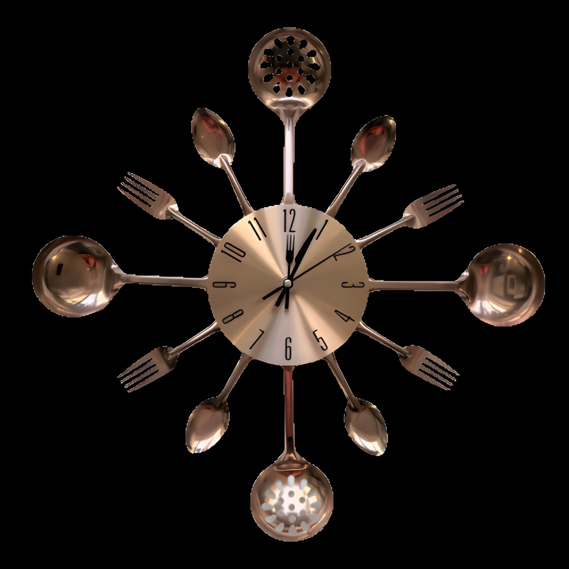 Настенные часы на кухню "Ложки-вилки" столовые приборы (40 cм) металлические ЛВ-Мет-G-400 Timelike™ медные Настенные часы на кухню "Ложки-вилки" столовые приборы (40 cм) металлические ЛВ-Мет-G-400 Timelike™ медные