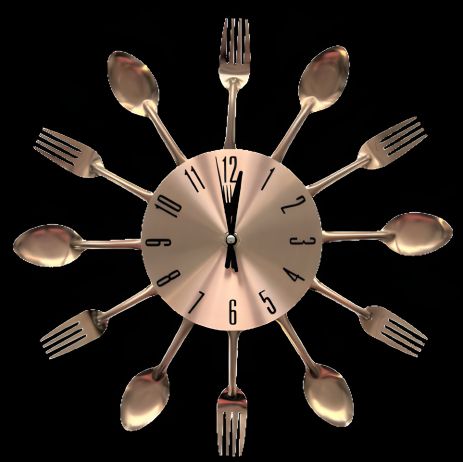 Металлические настенные часы на кухню "Ложки-вилки" (32 см) от Timelike™, медные
