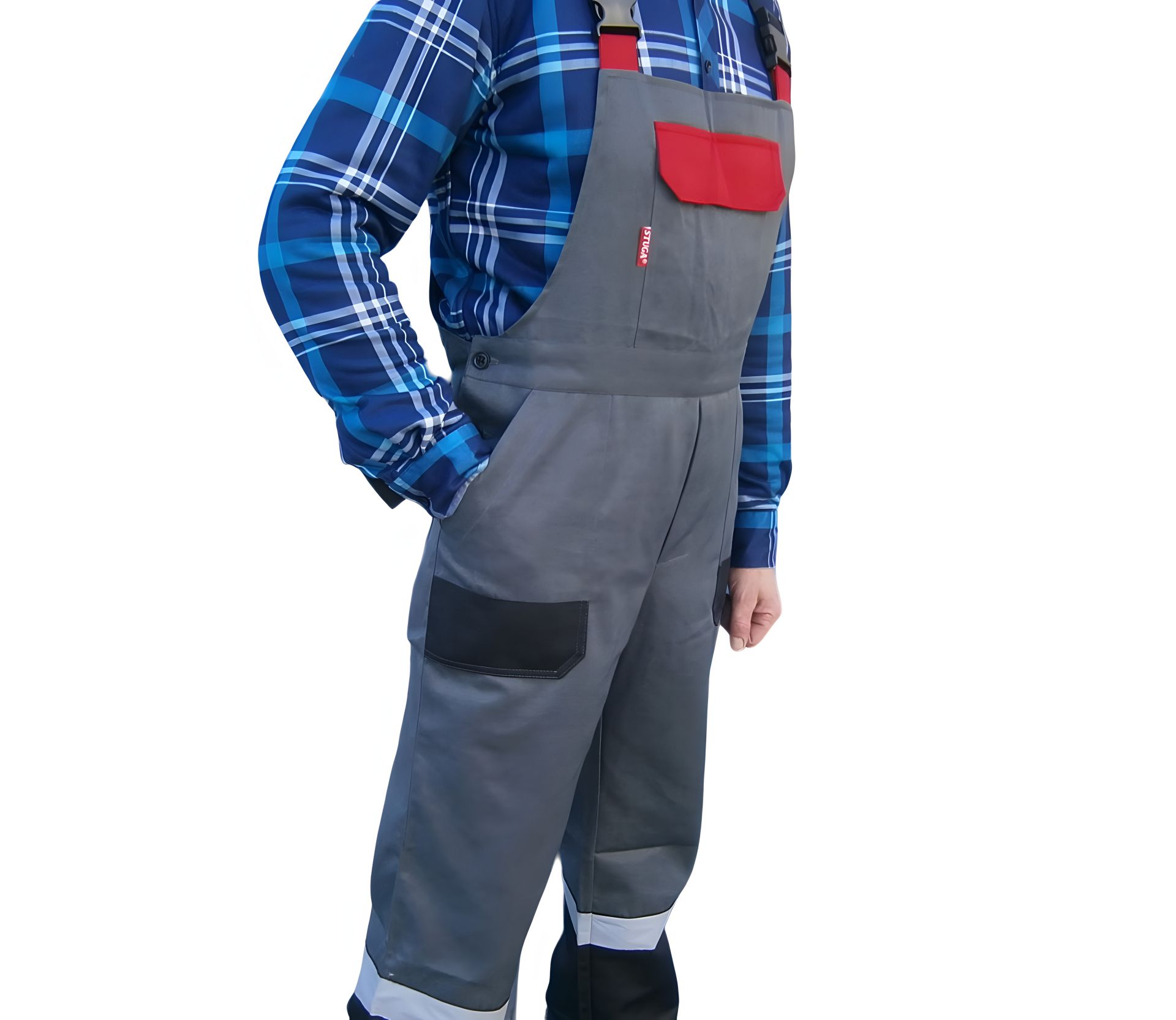 Полукомбинезон Professional Combo серый со светоотражающей полосой размер 56-58 Полукомбинезон Professional Combo серый со светоотражающей полосой размер 56-58