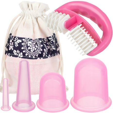 Силіконові банки для вакуумного масажу обличчя та тіла плюс масажер