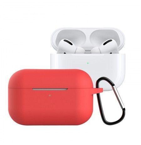 Чехол для Airpods 3 и Airpods 3 Pro красный с карабином