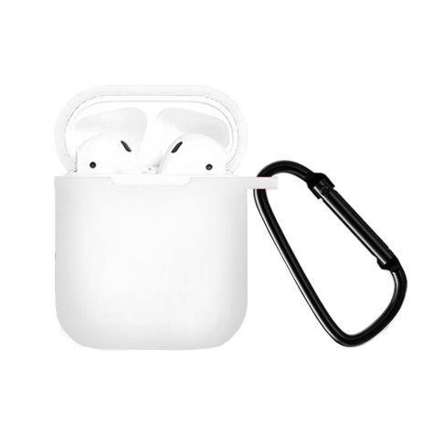 Силіконовий чохол для AirPods 1 і 2 та Apple Airpods Pro білий з карабіном