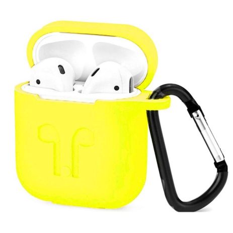 Силиконовый чехол для AirPods 1 и 2 и Apple Airpods ProYellow с карабином