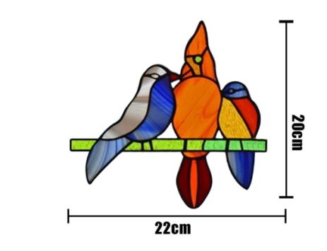 Наліпка вітраж на скло, стіну, плитку. 3 птички