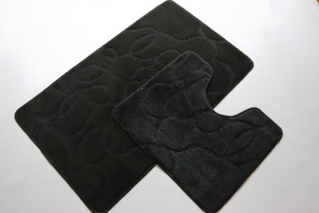 Набір килимків для ванної та туалету Vonaldi (100*60 см і 50*60 см), чорні (10639)