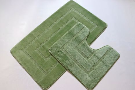Набор ковриков в ванную и туалет Vonaldi 100*60 см и 50*60 см green комфортний 00189 Набор ковриков в ванную и туалет Vonaldi 100*60 см и 50*60 см green комфортний 00189