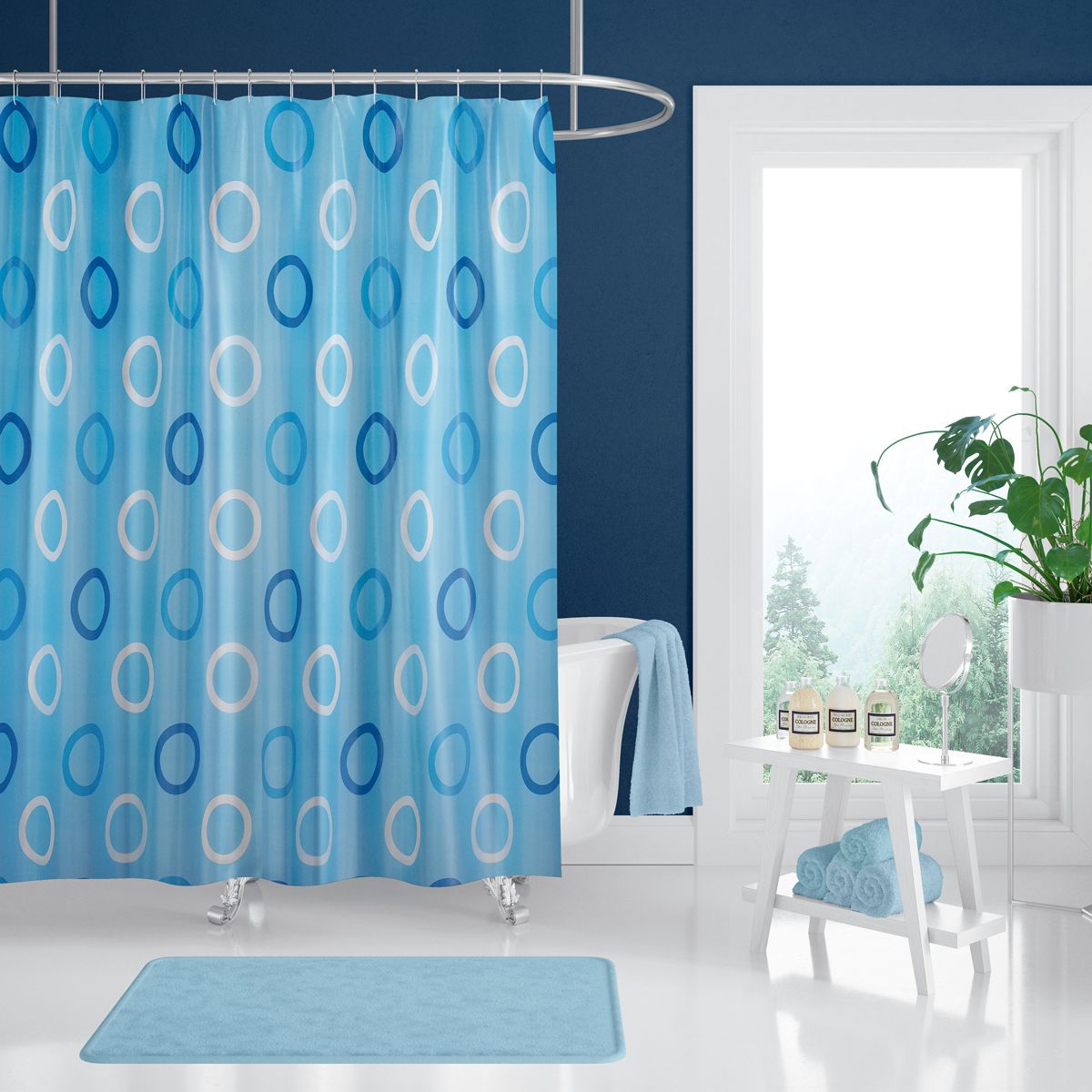 Штора для ванної Rings blue Tropic 180x200 cм Штора для ванної Rings blue Tropic 180x200 cм