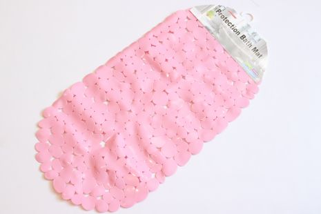 Силиконовый коврик в ванную Галька 67*34 см, Розовый