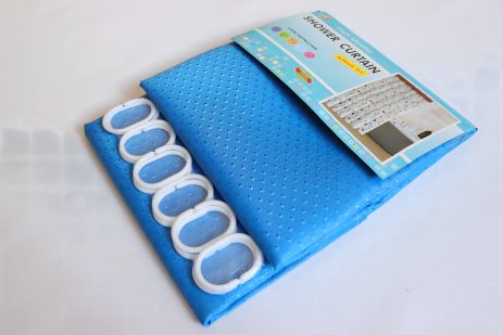 Ванная шторка синяя 180x180 см однотонная