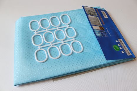 Однотонна штора для ванної кімнати, ширина 240 см, колір "піка" блакитний Однотонна штора для ванної кімнати, ширина 240 см, колір "піка" блакитний