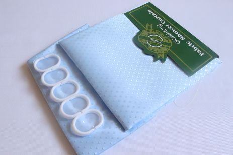 Світло-блакитна однотонна шторка для ванної 180x180 см