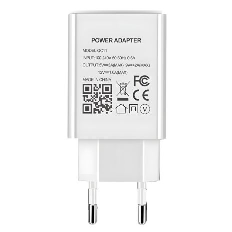USB швидка зарядка QC 3.0 5V = 3A, 9V = 2A, 12V = 1.6A, 5 рівнів захисту Nectronix QC11