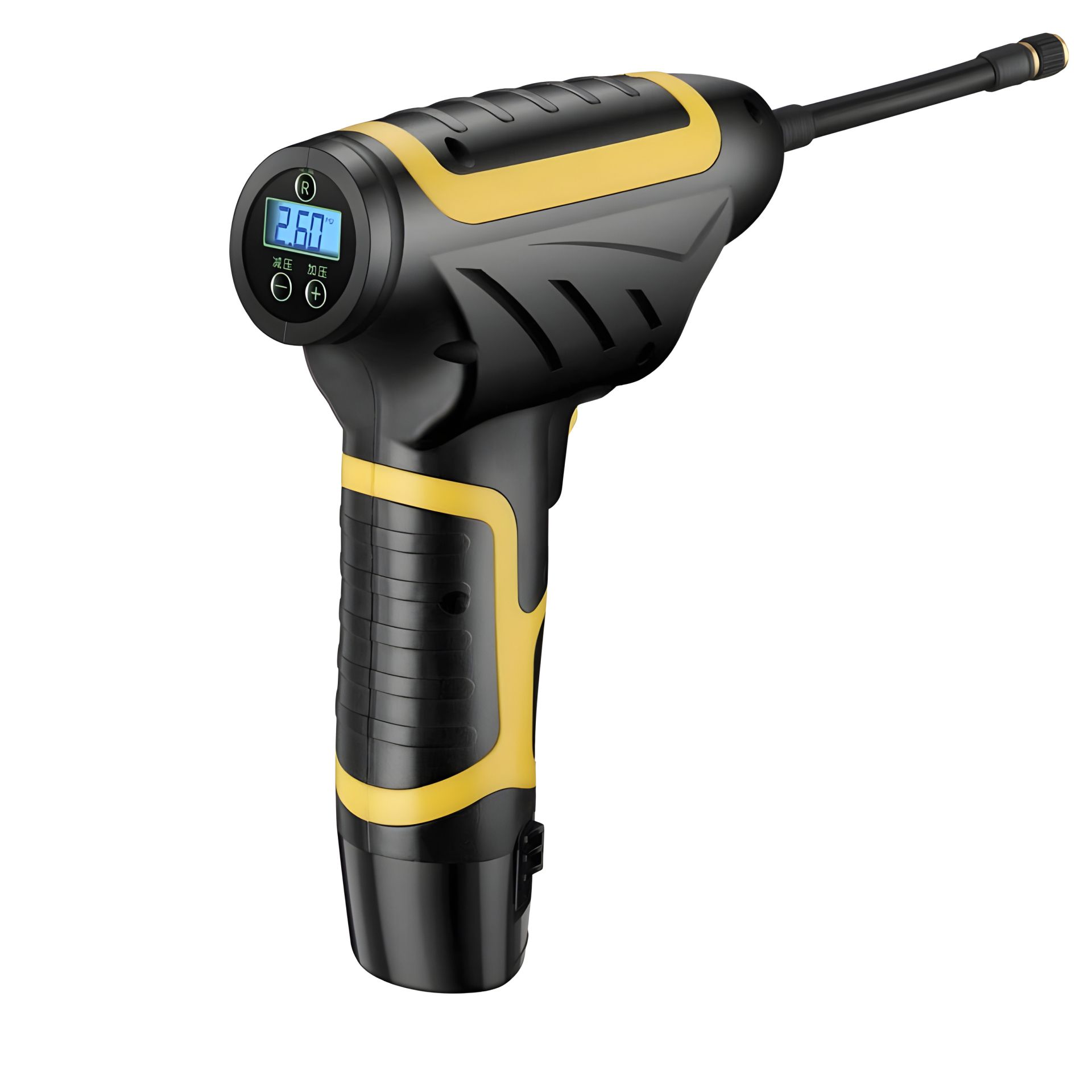 Авто - мото - велонасос - компрессор до 10 атмосфер, с аккумулятором и съемной батареей Авто - мото - велонасос - компрессор до 10 атмосфер, с аккумулятором и съемной батареей