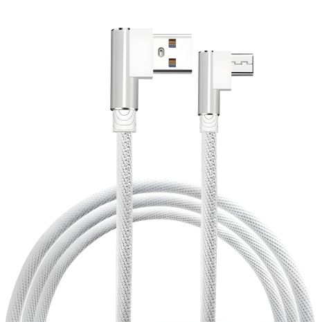 Micro USB кабель з Г-подібними роз'ємами - 3 метри, білий Micro USB кабель з Г-подібними роз'ємами - 3 метри, білий