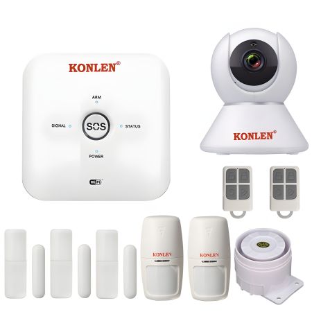 GSM WiFi сигнализация KONLEN TUYA MAXI, комплект для дома и офиса + WiFi 1080p камера. Двойная защита!