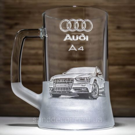 Бокал для пива с гравировкой Audi Q5 SandDecor