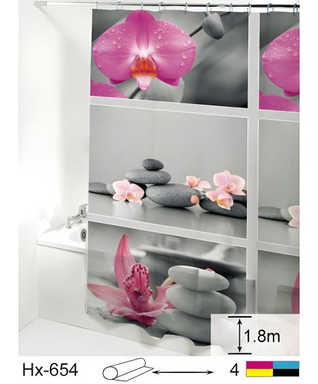 Силіконова шторка для ванної 180x180 см Орхідея Силіконова шторка для ванної 180x180 см Орхідея