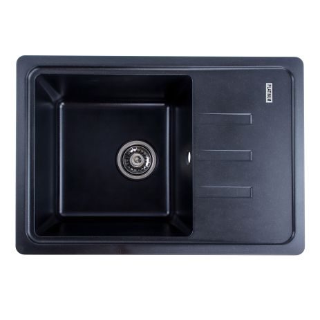 Гранитная кухонная мойка VALESO LIANA 6243 матовая Черный металлик