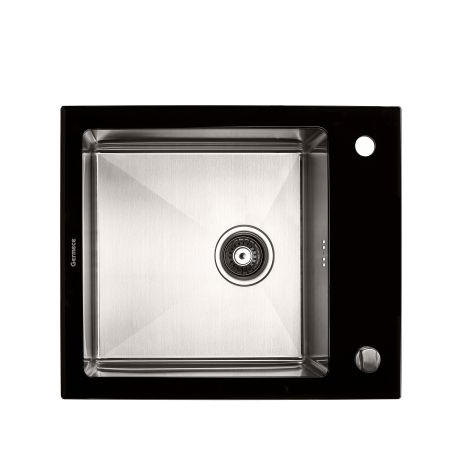 Кухонная мойка Platinum Handmade BLACK GLASS 600x510x200