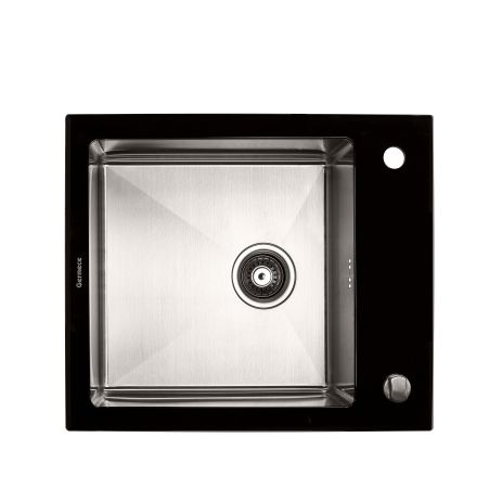 Кухонная мойка Platinum Handmade BLACK GLASS 600x510x200