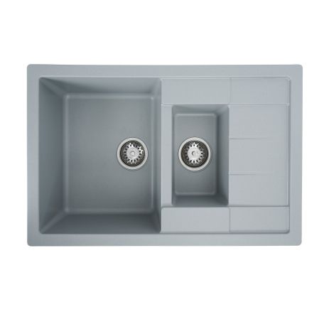 Гранітна мийка для кухні VALESO 7850W TOSKANA матова Сірий металік