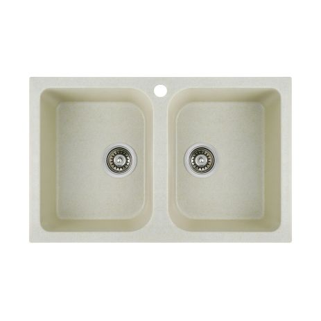 Кухонная гранитная мойка Platinum 7648W TWIN глянец Песок