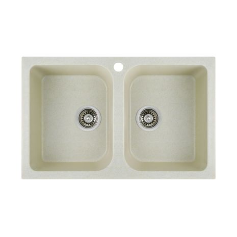 Кухонная гранитная мойка Platinum 7648W TWIN глянец Песок