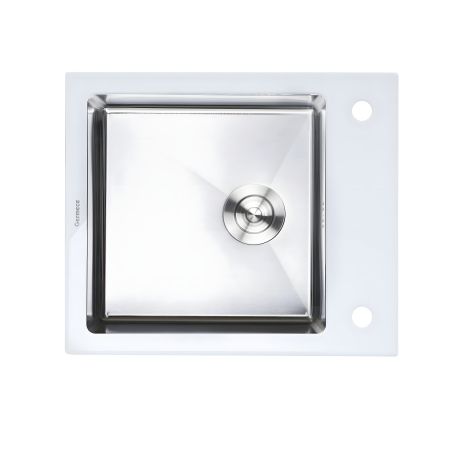 Кухонная мойка Handmade WHITE GLASS 600x510x200 мм