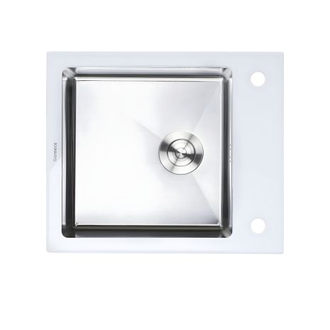 Мийка кухонна WHITE GLASS Handmade 600х510х200