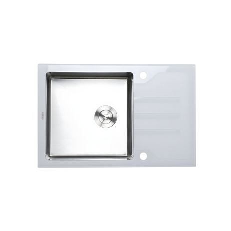 Кухонна мийка Platinum Handmade WHITE GLASS розміром 780х510х200