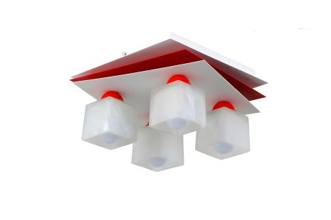 Люстра металеві плафони Sirius PR 1007/4 білий+червоний на 4 лампи