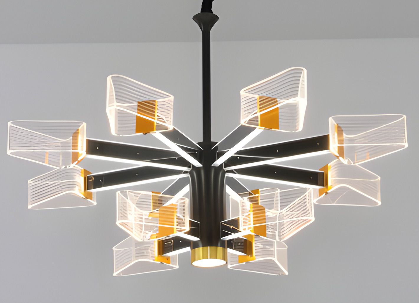 Акрілова люстра світлодіодна Sirius N 3709-8+4 BK+GD 156W Акрілова люстра світлодіодна Sirius N 3709-8+4 BK+GD 156W