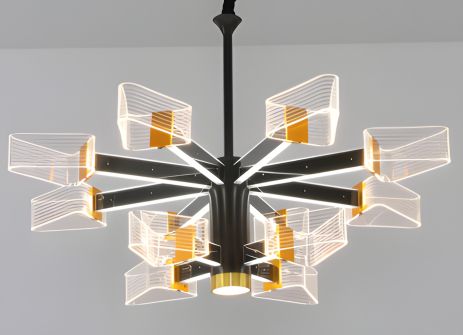 Светодиодная акриловая люстра Sirius N 3709-8+4 BK+GD 156W Светодиодная акриловая люстра Sirius N 3709-8+4 BK+GD 156W