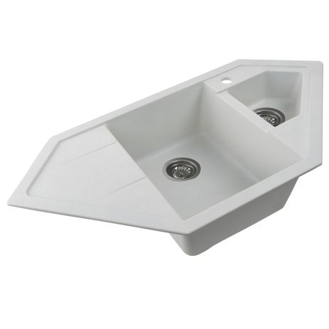 Біла гранітна мийка для кухні VALESO 9950 PANDORA матова в крапку