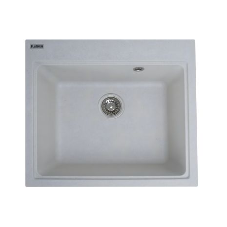 Гранітна мийка VALESO VESTA 5852 для кухні, матова біла в крапку