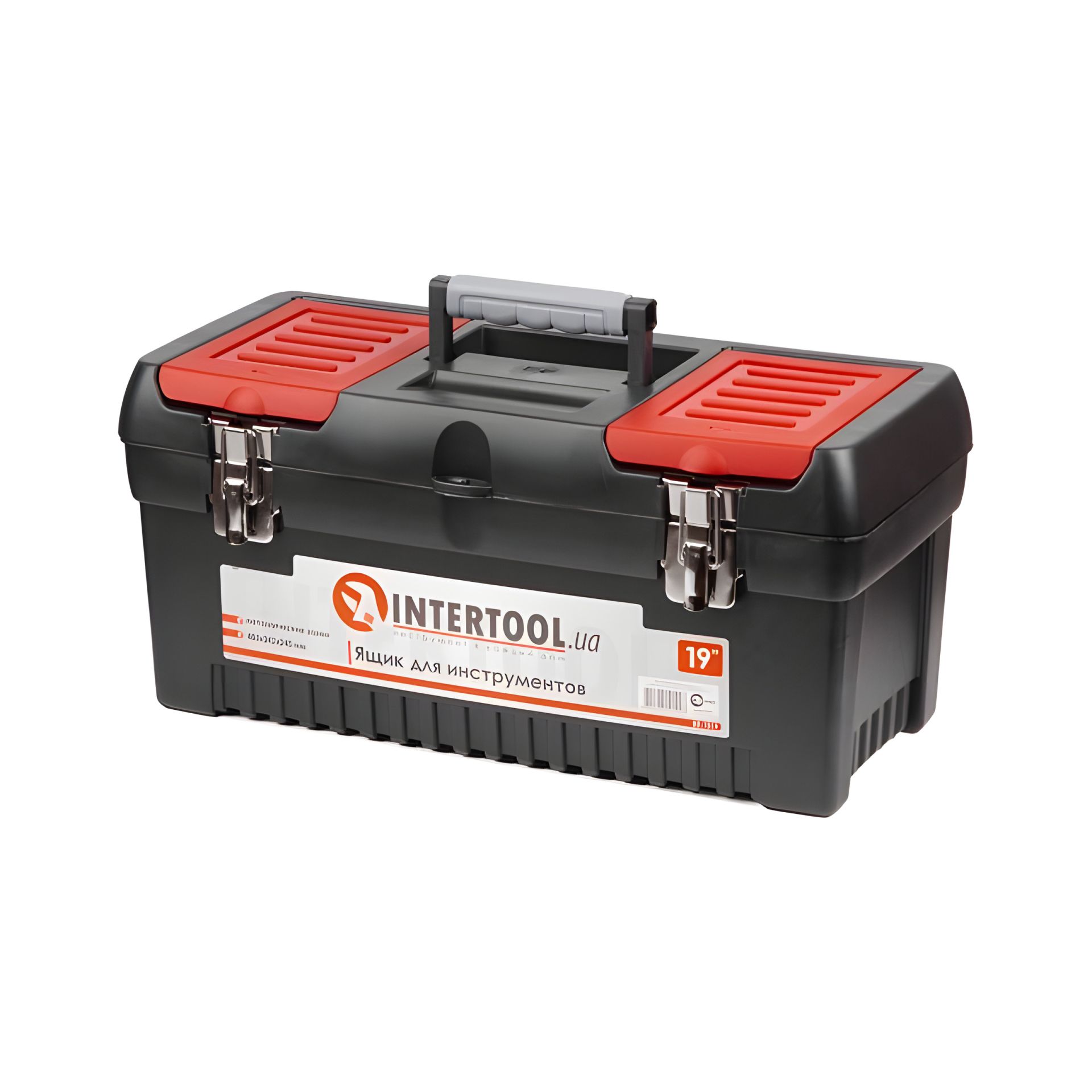 Ящик для інструментів з металевими замками, 19" INTERTOOL BX-1019 Ящик для інструментів з металевими замками, 19" INTERTOOL BX-1019