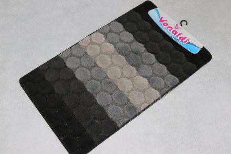 Набір килимків у ванну кімнату та туалет 100*60см + 50*60 см Vonaldi Black-Grey 1615