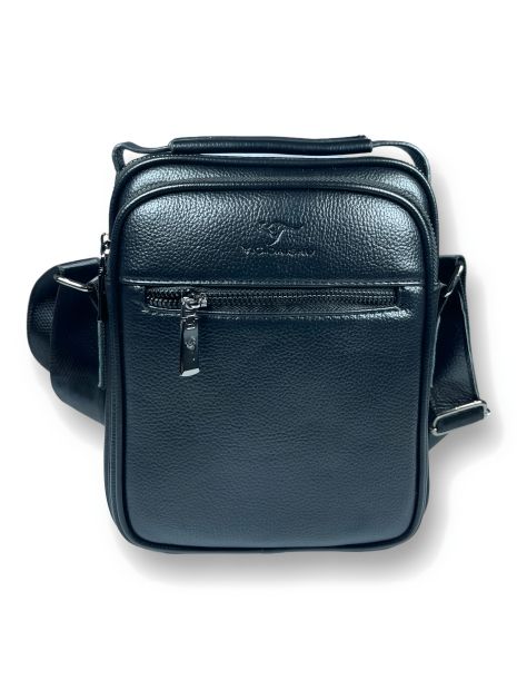 Чоловіча сумка через плече чорного кольору, штучна шкіра