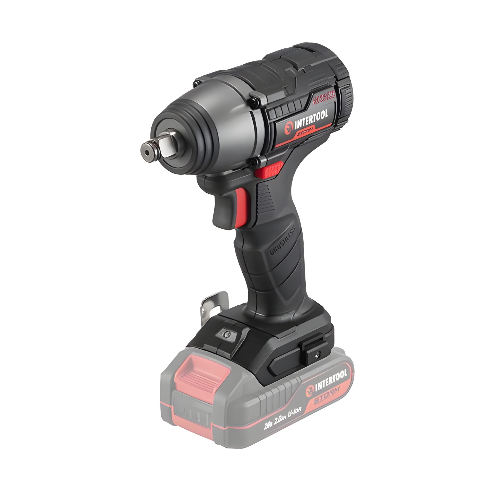 Ударный аккумуляторный гайковерт INTERTOOL WT-9364, бесщеточный, 20 В, 300 Nm, 0-2500 об/мин, 0-3000 уд/мин, 1/2", без ЗУ и АКБ Ударный аккумуляторный гайковерт INTERTOOL WT-9364, бесщеточный, 20 В, 300 Nm, 0-2500 об/мин, 0-3000 уд/мин, 1/2", без ЗУ и АКБ