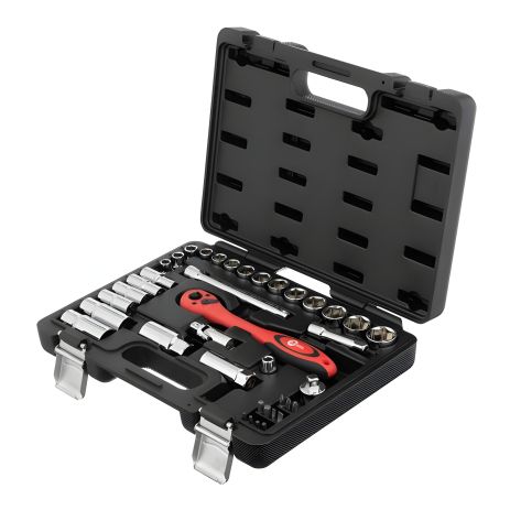 Набор инструментов, проф., 3/8", Cr-V, 39 ед., головки: 8-22 мм, биты: 11 ед., кейс INTERTOOL ET-6039