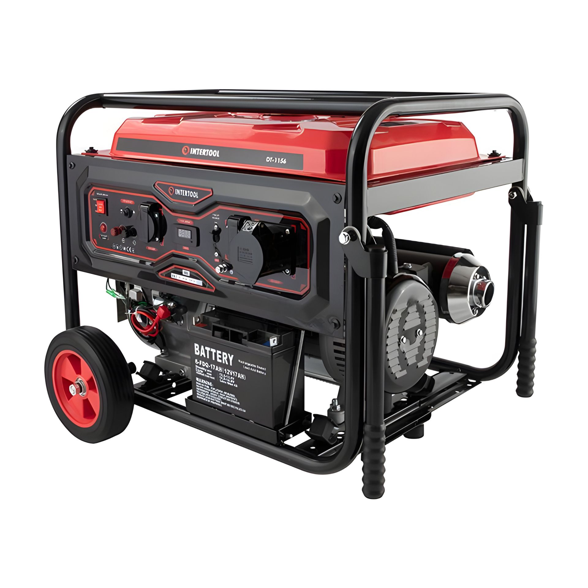 Генератор бензиновий 5/5.5 кВт, електро+ручний старт, 220 В, 25 л, мідна обмотка, INTERTOOL STORM DT-1156 Генератор бензиновий 5/5.5 кВт, електро+ручний старт, 220 В, 25 л, мідна обмотка, INTERTOOL STORM DT-1156