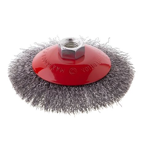 Щітка конусна для КШМ, 115 мм, M14, кручений дріт, 12500 об/хв INTERTOOL BT-5115