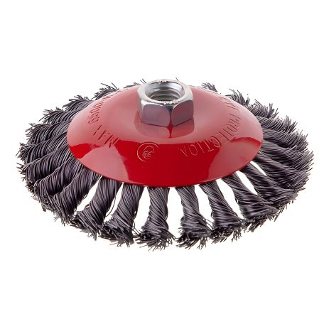 Щітка конусна, 125 мм, M14, пучки крученого дроту, для КШМ, 6500 об/хв INTERTOOL BT-4125