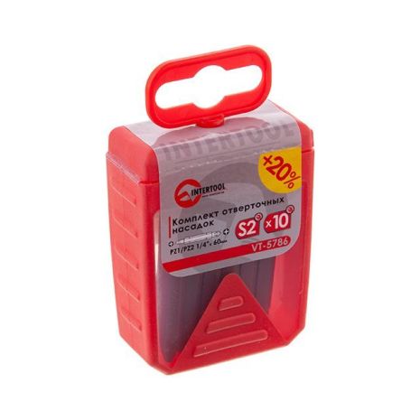 Комплект отверточных насадок PZ1/PZ2 1/4"*60мм уп. 10шт INTERTOOL VT-5786 Комплект отверточных насадок PZ1/PZ2 1/4"*60мм уп. 10шт INTERTOOL VT-5786
