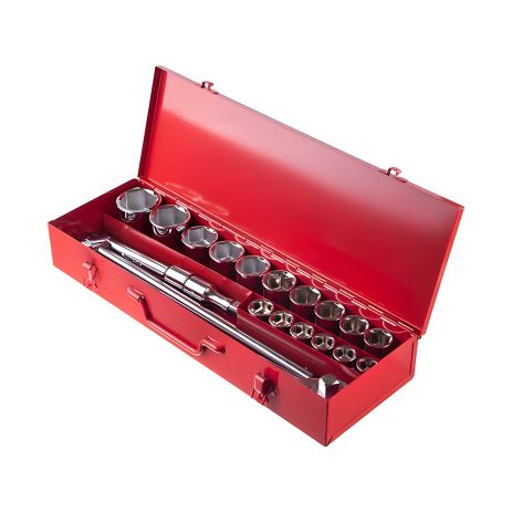 Профессиональный набор инструментов 3/4", Cr-V, 20 ед., головки: 19-50 мм, металлический кейс INTERTOOL ET-6024