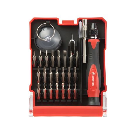 Прецизионная отвертка с комплектом насадок, 29 ед., Cr-V INTERTOOL VT-3336